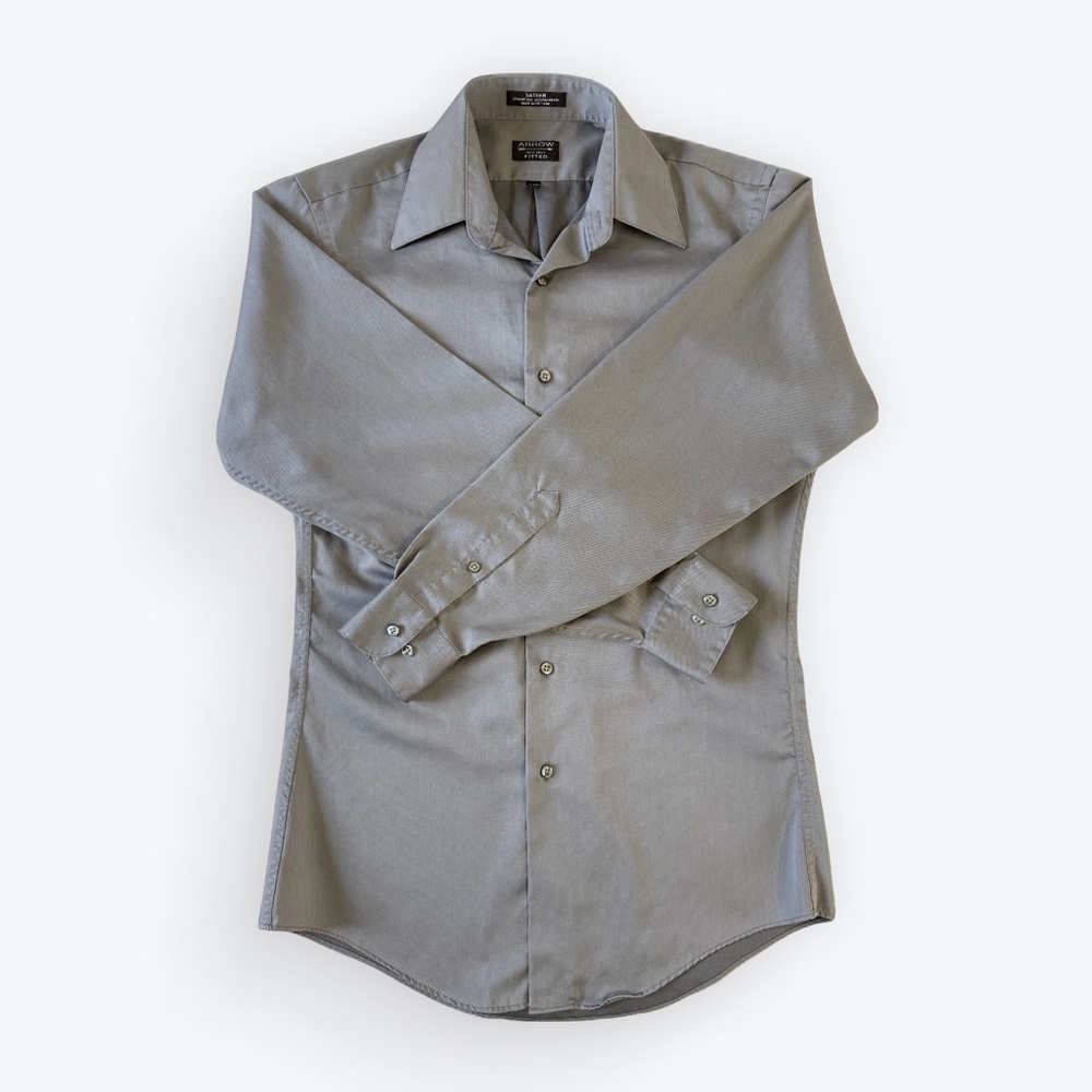 Arrow Gray Dress Shirt Classic Tailored Fit